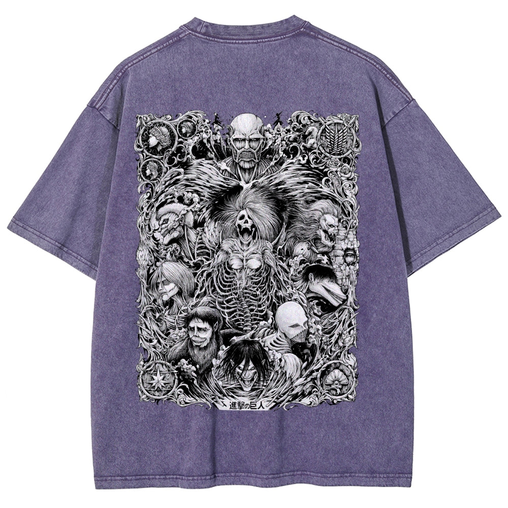 Attack on Tiitan Unisex Fit Washed T-Shirt