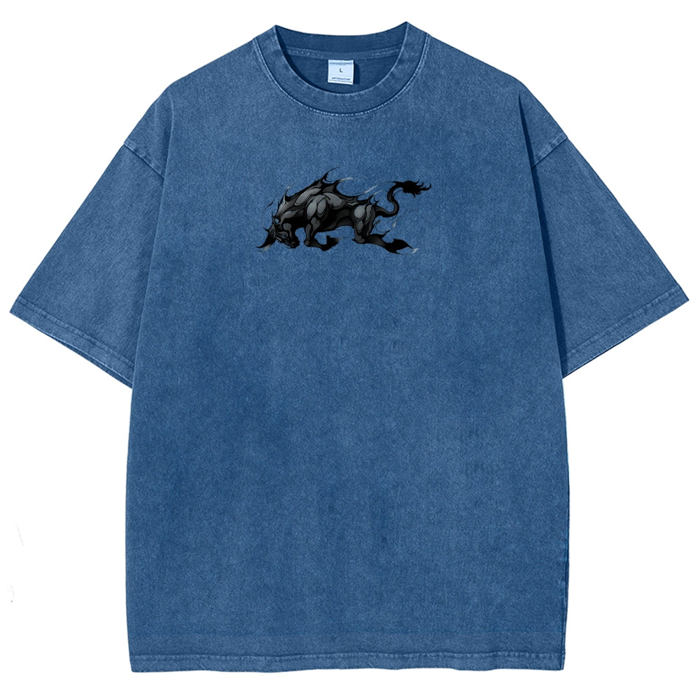 Yami Sukehiro x Black Bulls Black Clover Unisex Fit Washed T-Shirt 2505007459