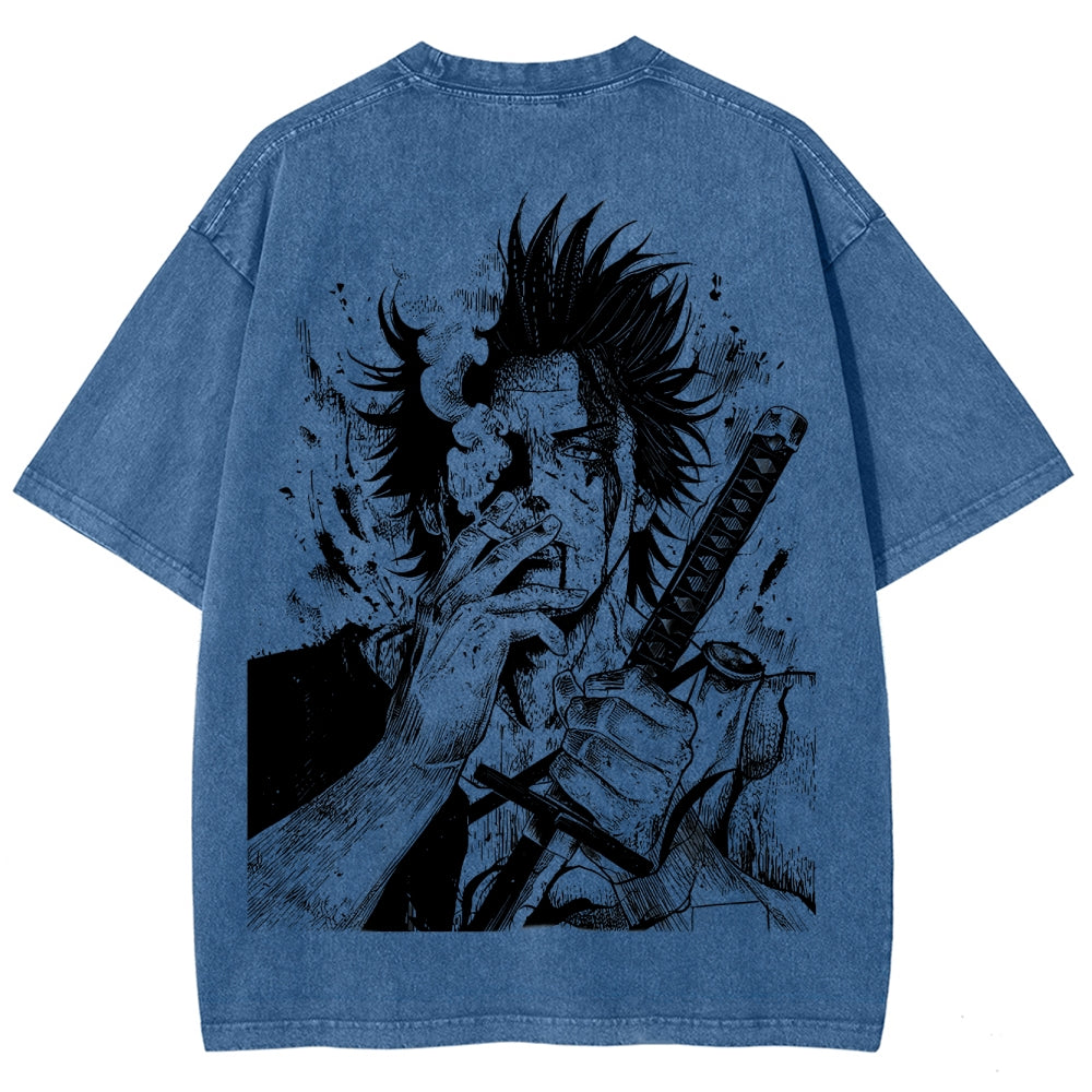 Yami Sukehiro x Black Bulls Black Clover Unisex Fit Washed T-Shirt 2505007459