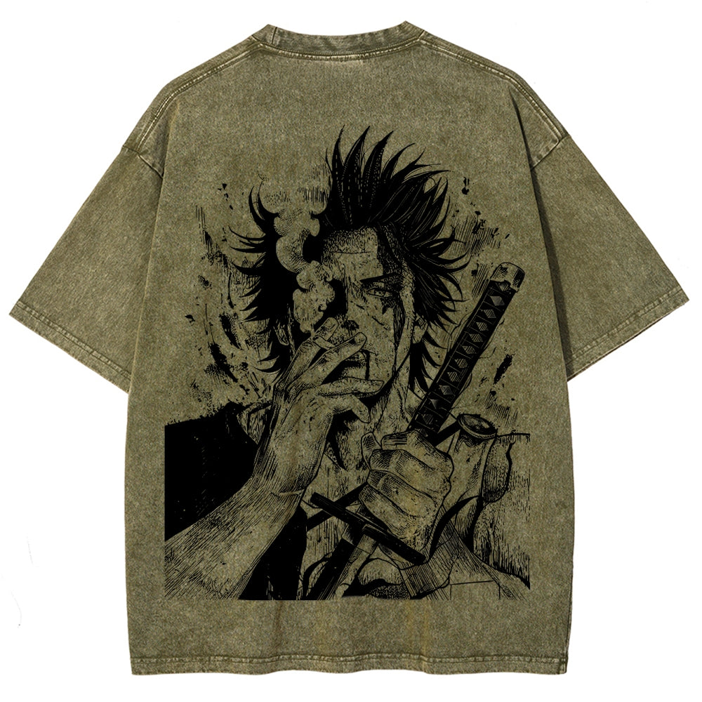 Yami Sukehiro x Black Bulls Black Clover Unisex Fit Washed T-Shirt 2505007459