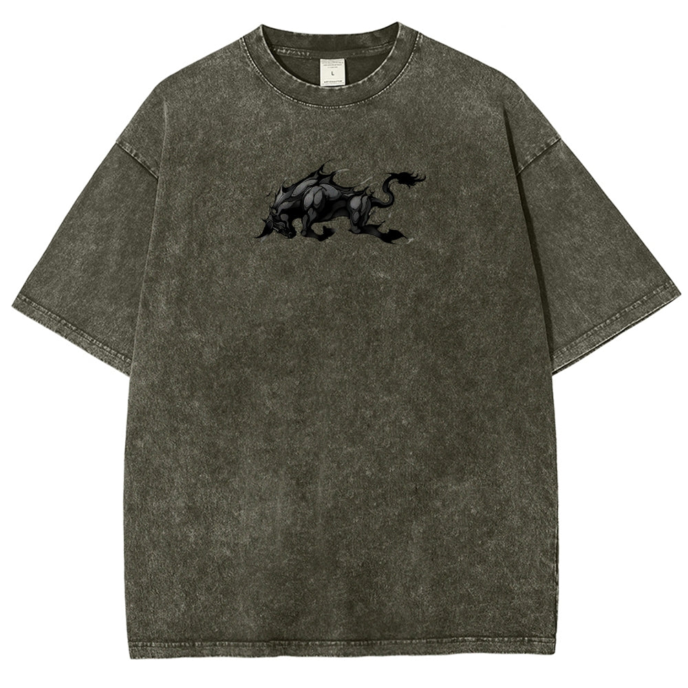 Yami Sukehiro x Black Bulls Black Clover Unisex Fit Washed T-Shirt 2505007459