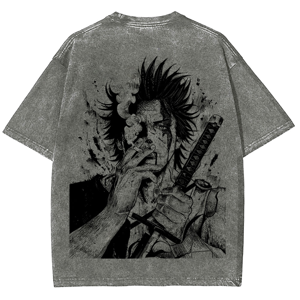 Yami Sukehiro x Black Bulls Black Clover Unisex Fit Washed T-Shirt 2505007459