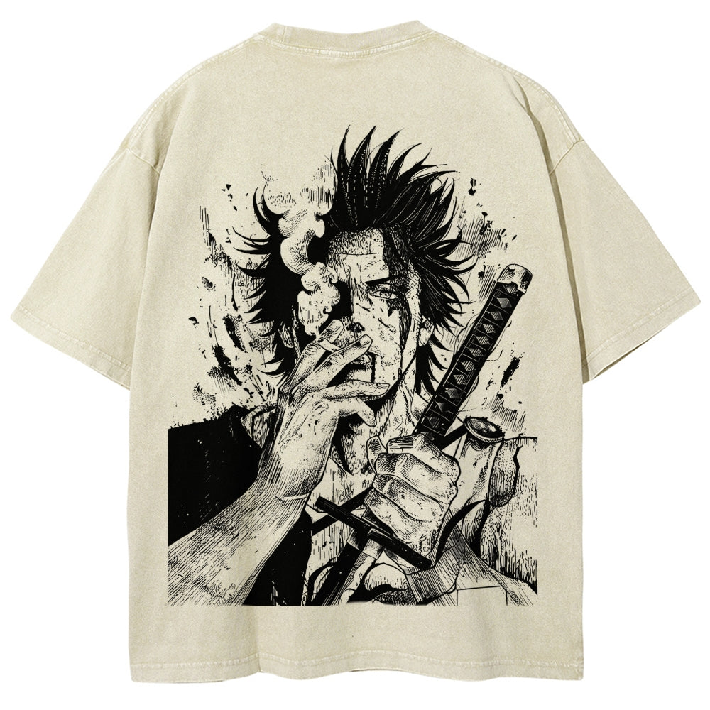 Yami Sukehiro x Black Bulls Black Clover Unisex Fit Washed T-Shirt 2505007459