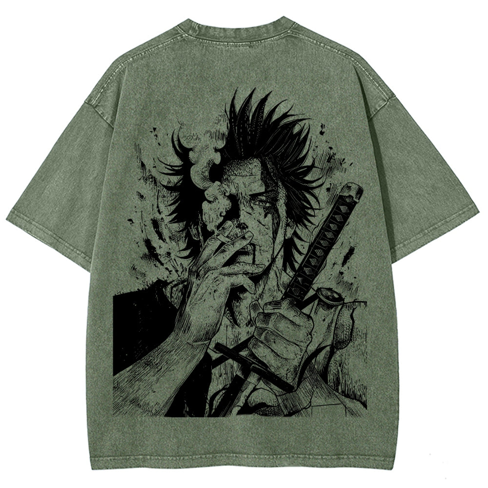 Yami Sukehiro x Black Bulls Black Clover Unisex Fit Washed T-Shirt 2505007459