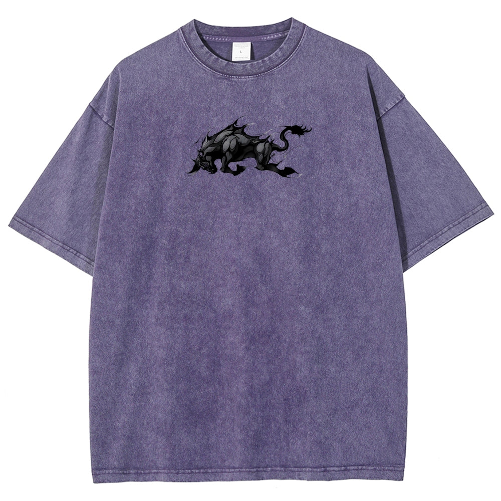 Yami Sukehiro x Black Bulls Black Clover Unisex Fit Washed T-Shirt 2505007459