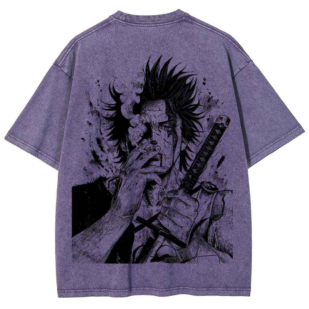 Yami Sukehiro x Black Bulls Black Clover Unisex Fit Washed T-Shirt 2505007459