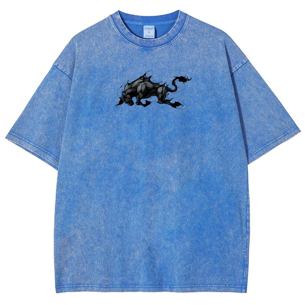 Yami Sukehiro x Black Bulls Black Clover Unisex Fit Washed T-Shirt 2505007459