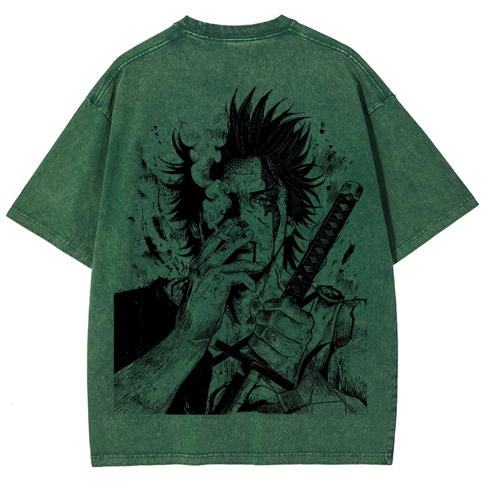 Yami Sukehiro x Black Bulls Black Clover Unisex Fit Washed T-Shirt 2505007459