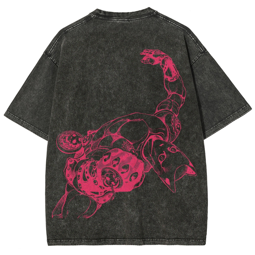 Jojo's Bizarre Adventure Killer Queen Unisex Fit Washed T-Shirt 2505008048