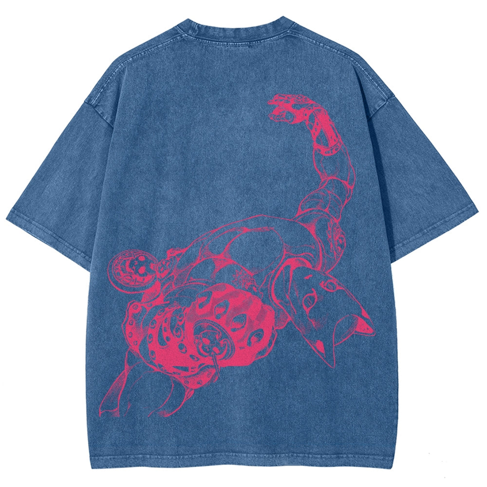 Jojo's Bizarre Adventure Killer Queen Unisex Fit Washed T-Shirt 2505008048
