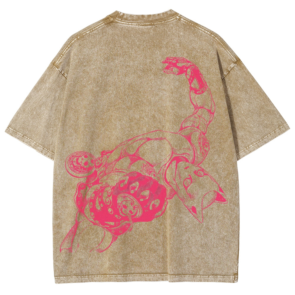 Jojo's Bizarre Adventure Killer Queen Unisex Fit Washed T-Shirt 2505008048