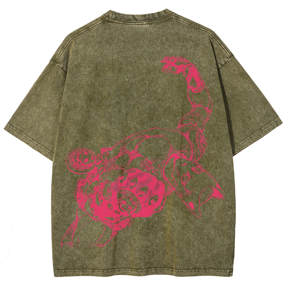 Jojo's Bizarre Adventure Killer Queen Unisex Fit Washed T-Shirt 2505008048