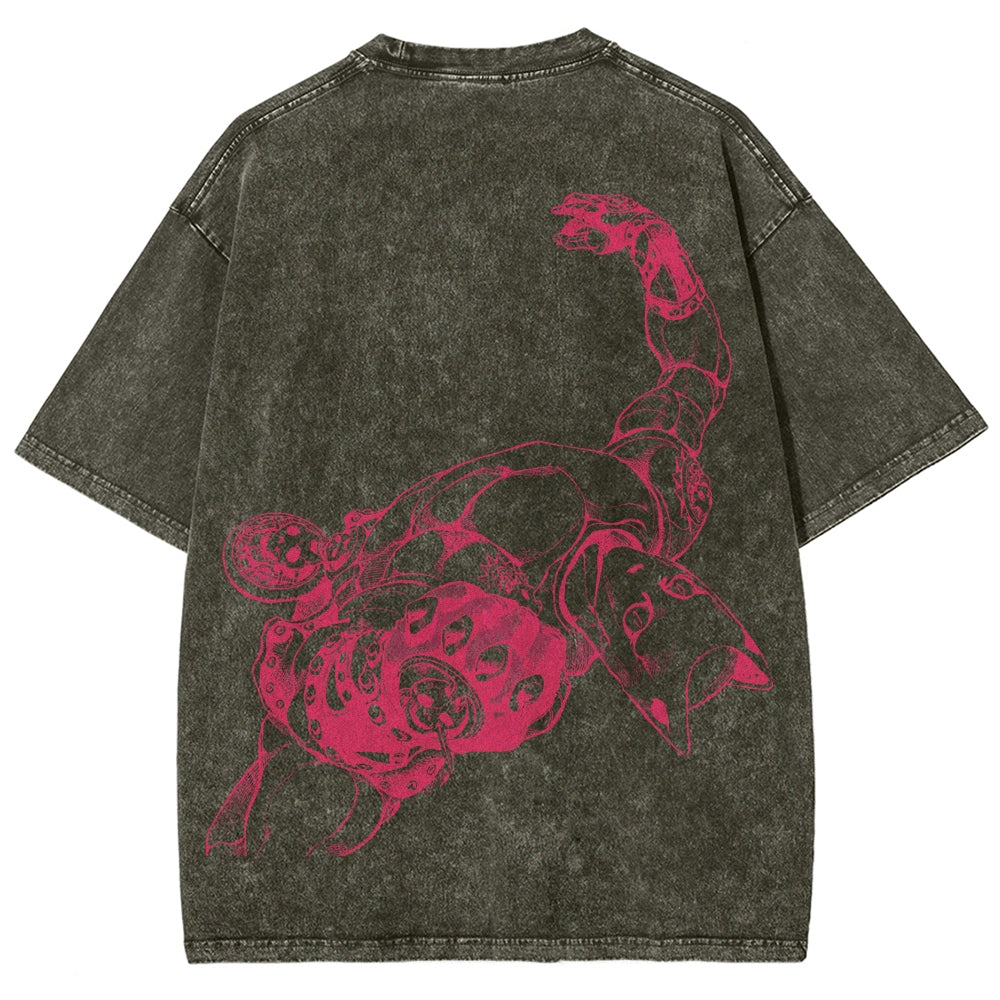 Jojo's Bizarre Adventure Killer Queen Unisex Fit Washed T-Shirt 2505008048