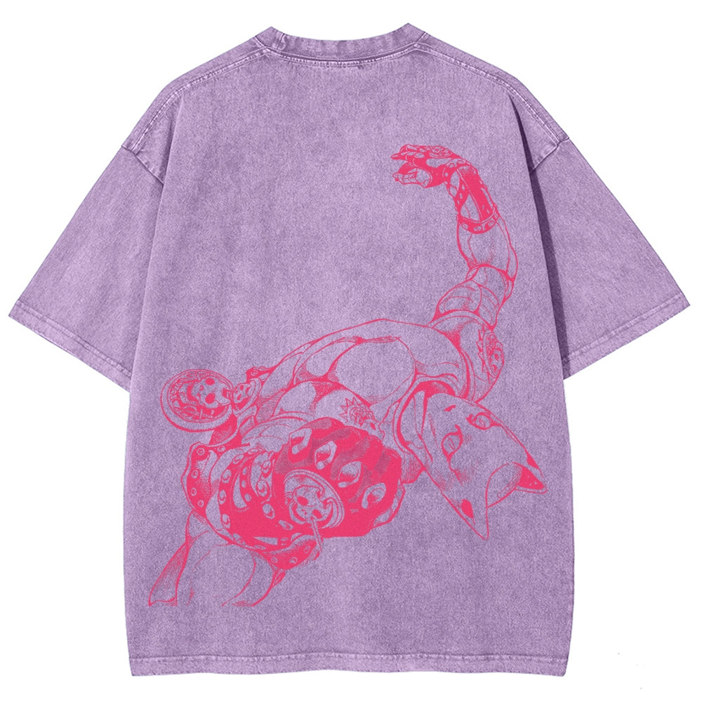 Jojo's Bizarre Adventure Killer Queen Unisex Fit Washed T-Shirt 2505008048