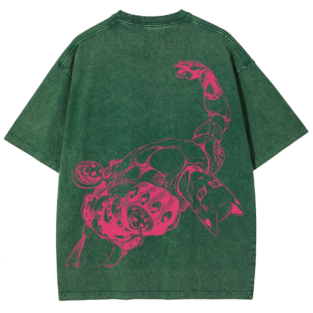 Jojo's Bizarre Adventure Killer Queen Unisex Fit Washed T-Shirt 2505008048