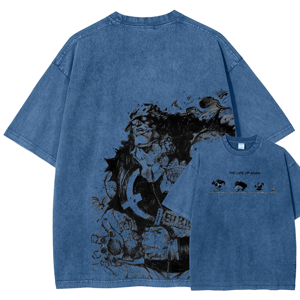 One Piece Bartholomew Kuma Unisex Fit Washed T-Shirt 2508016834