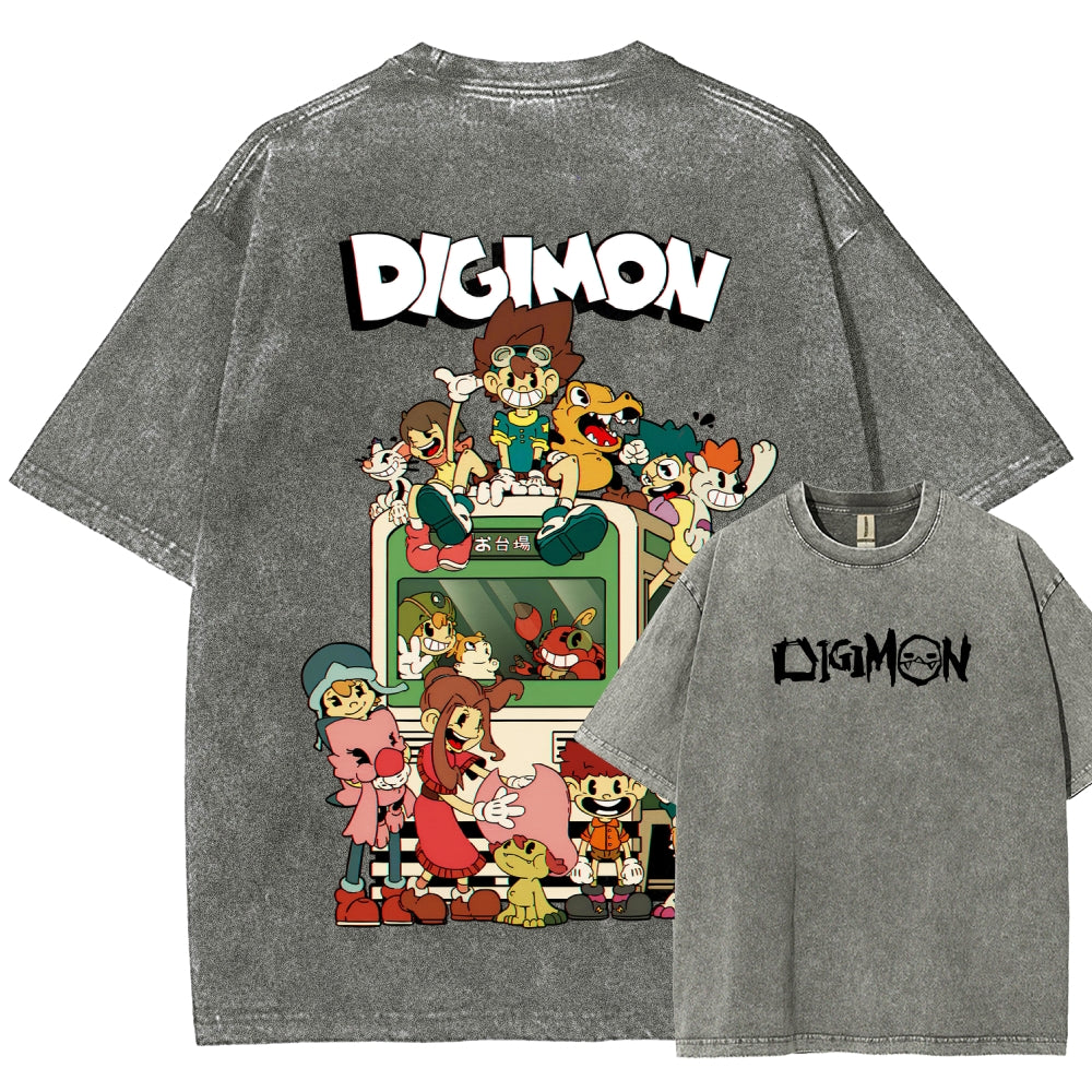 Digimon Unisex Fit Washed T-Shirt 2511008488
