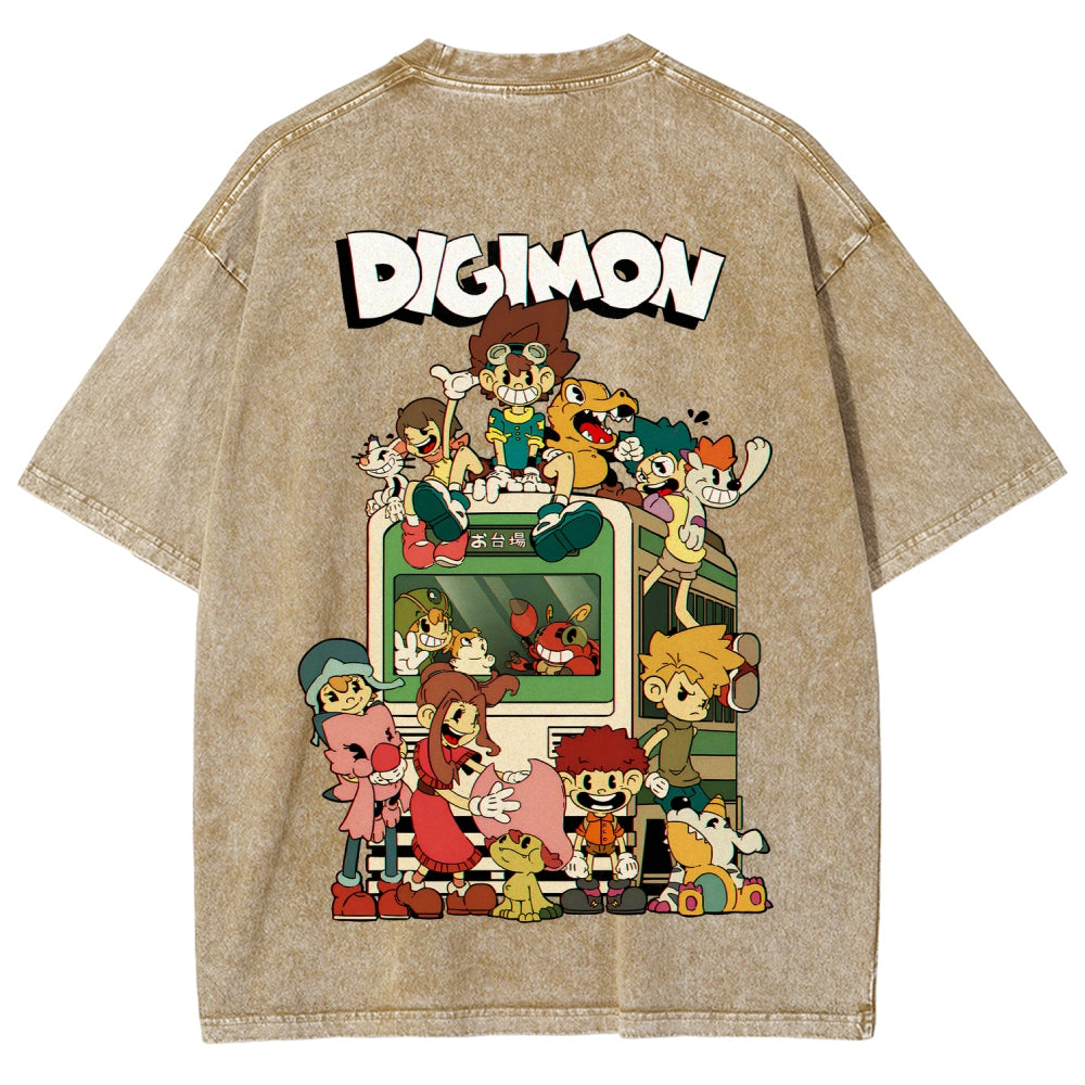 Digimon Unisex Fit Washed T-Shirt 2511008488