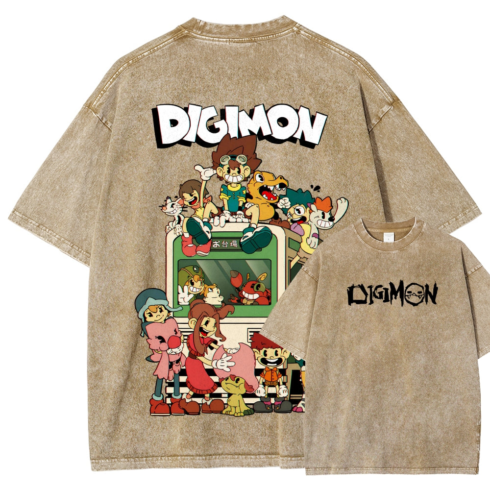 Digimon Unisex Fit Washed T-Shirt 2511008488