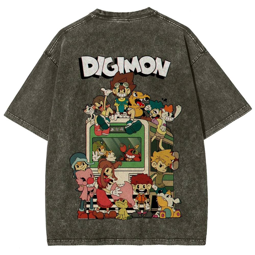 Digimon Unisex Fit Washed T-Shirt 2511008488