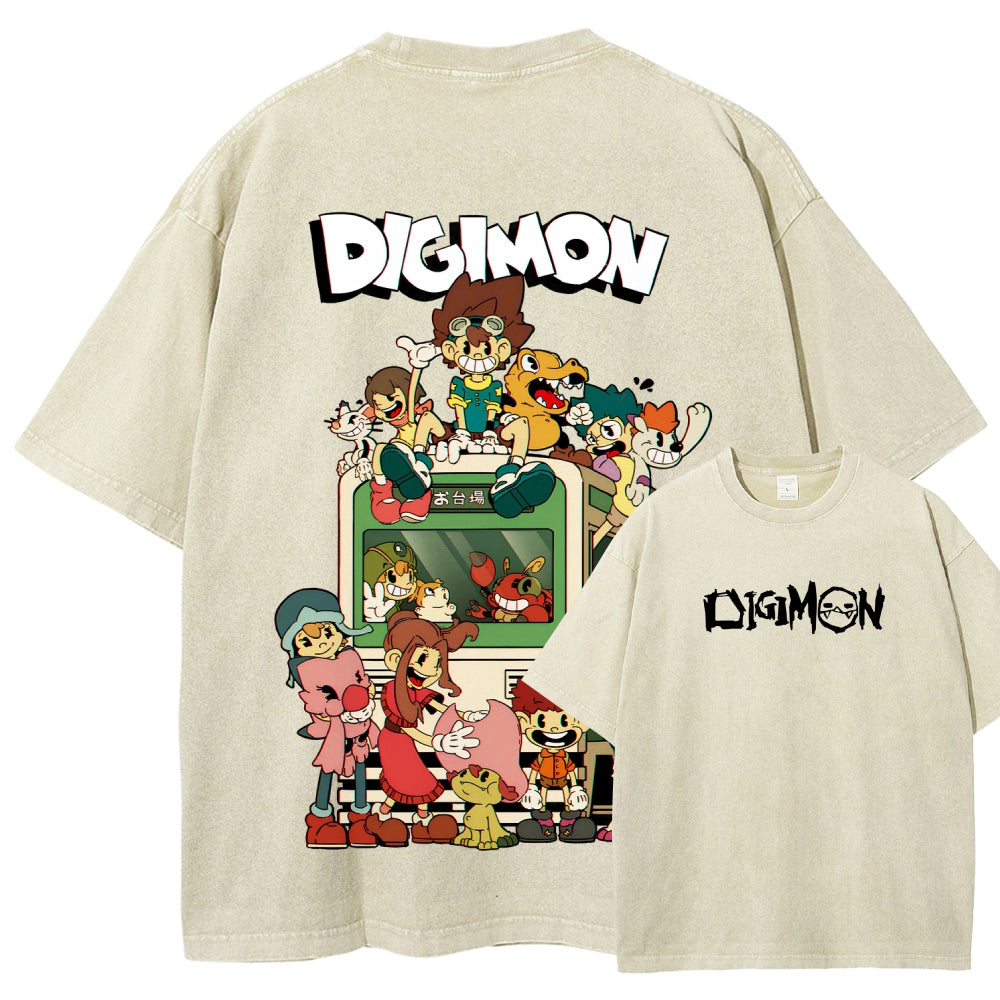 Digimon Unisex Fit Washed T-Shirt 2511008488