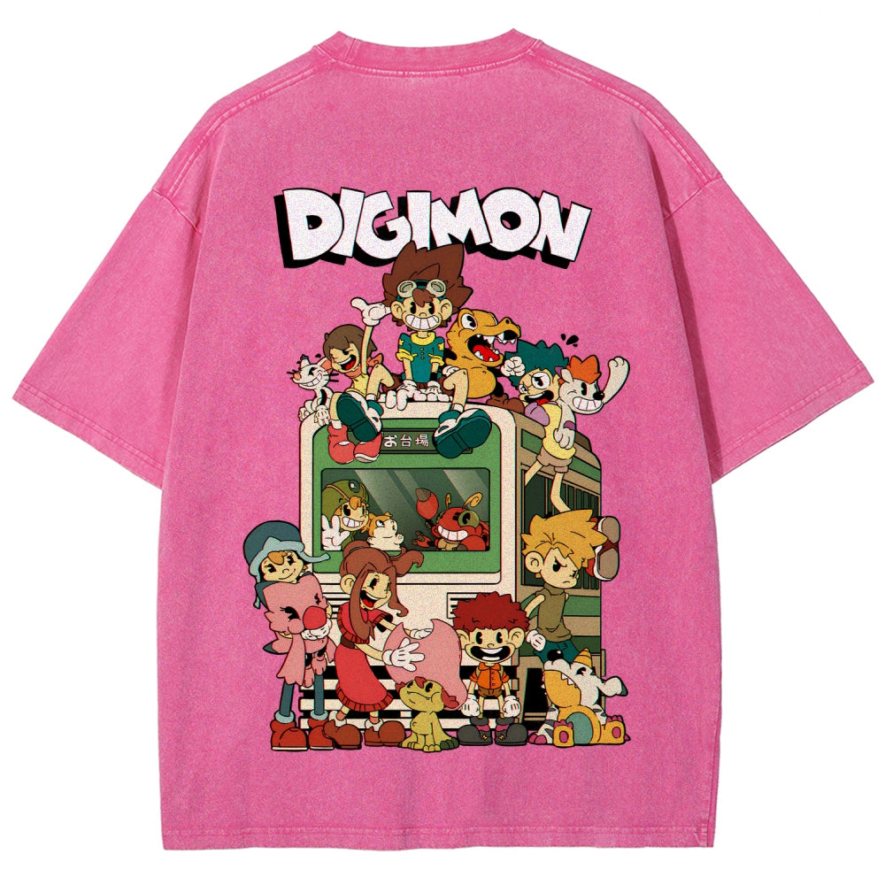 Digimon Unisex Fit Washed T-Shirt 2511008488