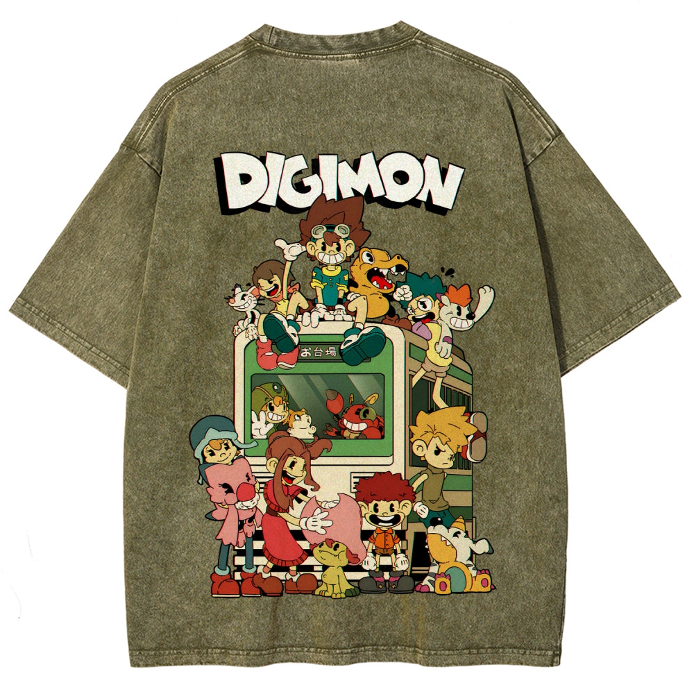 Digimon Unisex Fit Washed T-Shirt 2511008488