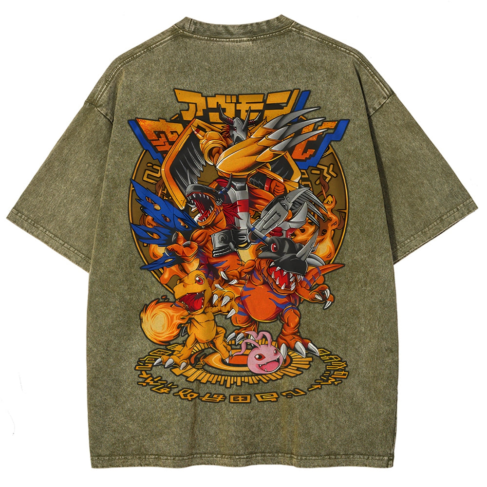 Digimon Unisex Fit Washed T-Shirt 2511014933