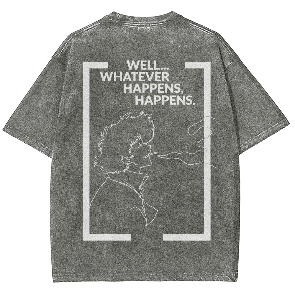 Cowboy Bebop Whatever Happens Unisex Fit Washed T-Shirt 2512002460