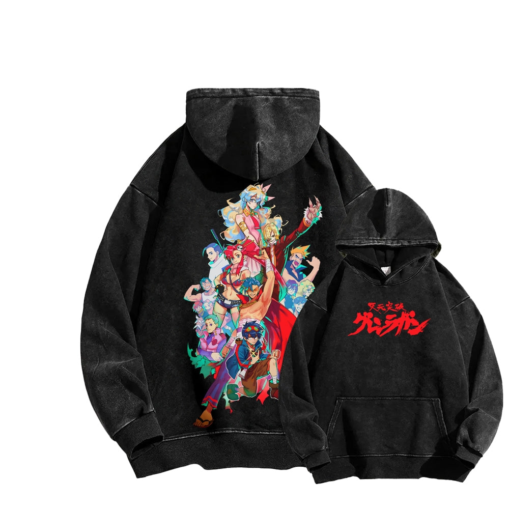 Gurren lagann Tengen Toppa Unisex Washed Hoodie 2601005692