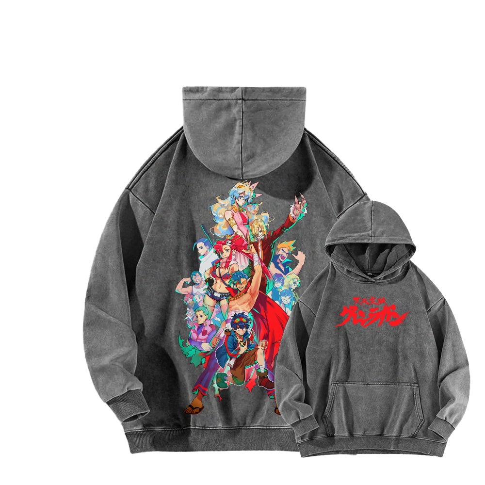 Gurren lagann Tengen Toppa Unisex Washed Hoodie 2601005692