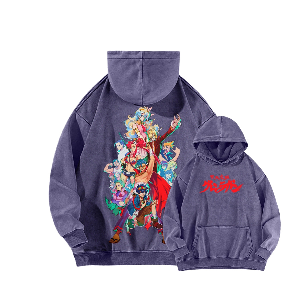 Gurren lagann Tengen Toppa Unisex Washed Hoodie 2601005692