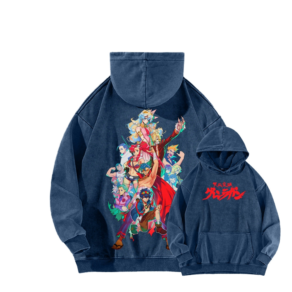Gurren lagann Tengen Toppa Unisex Washed Hoodie 2601005692