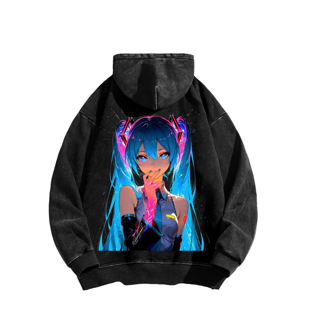 Hatsune Miku Unisex Washed Hoodie 2604011644