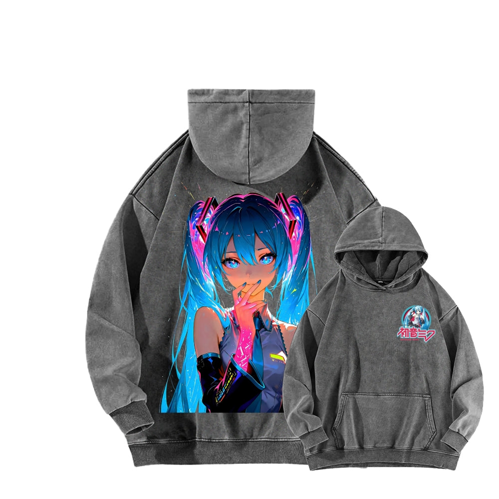 Hatsune Miku Unisex Washed Hoodie 2604011644