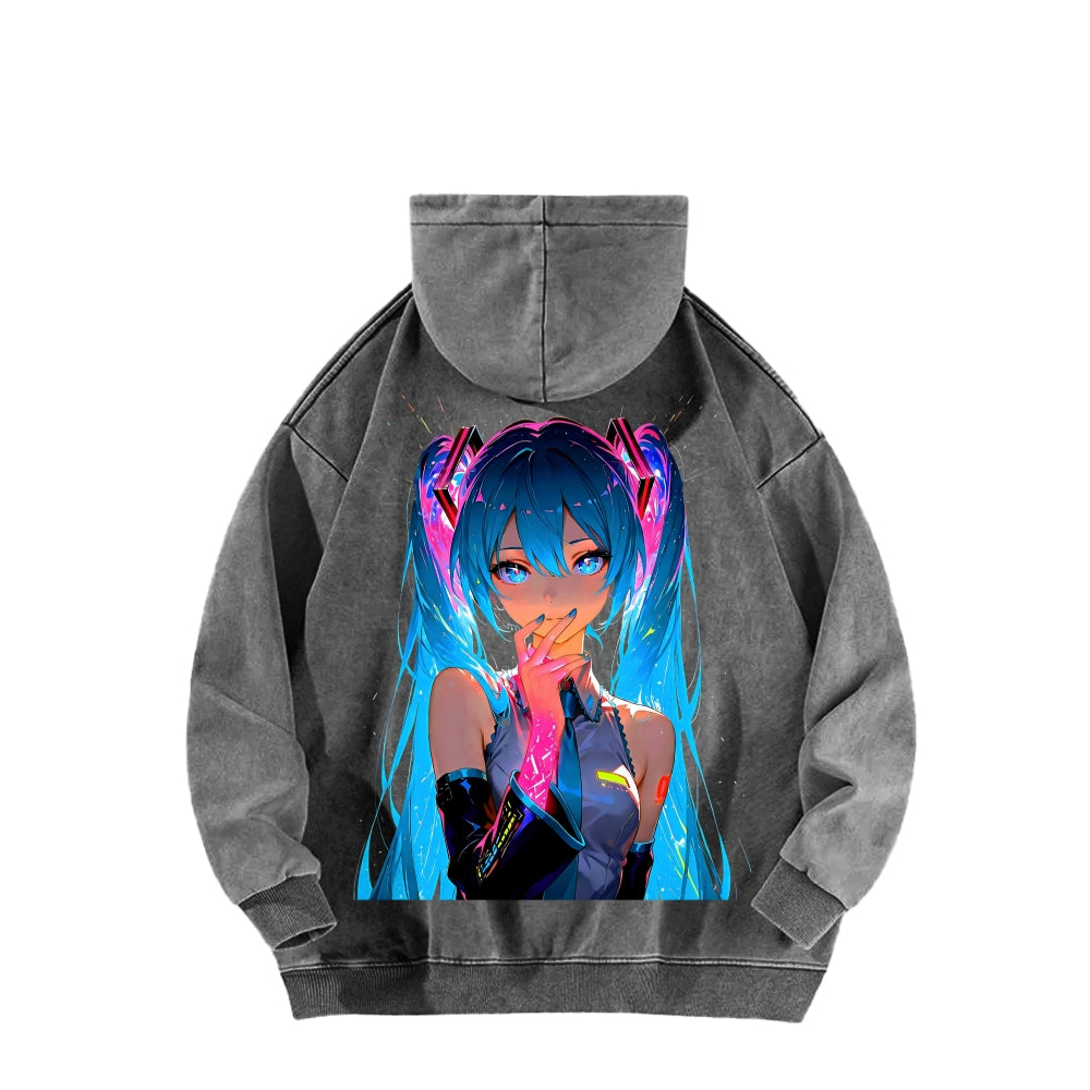 Hatsune Miku Unisex Washed Hoodie 2604011644