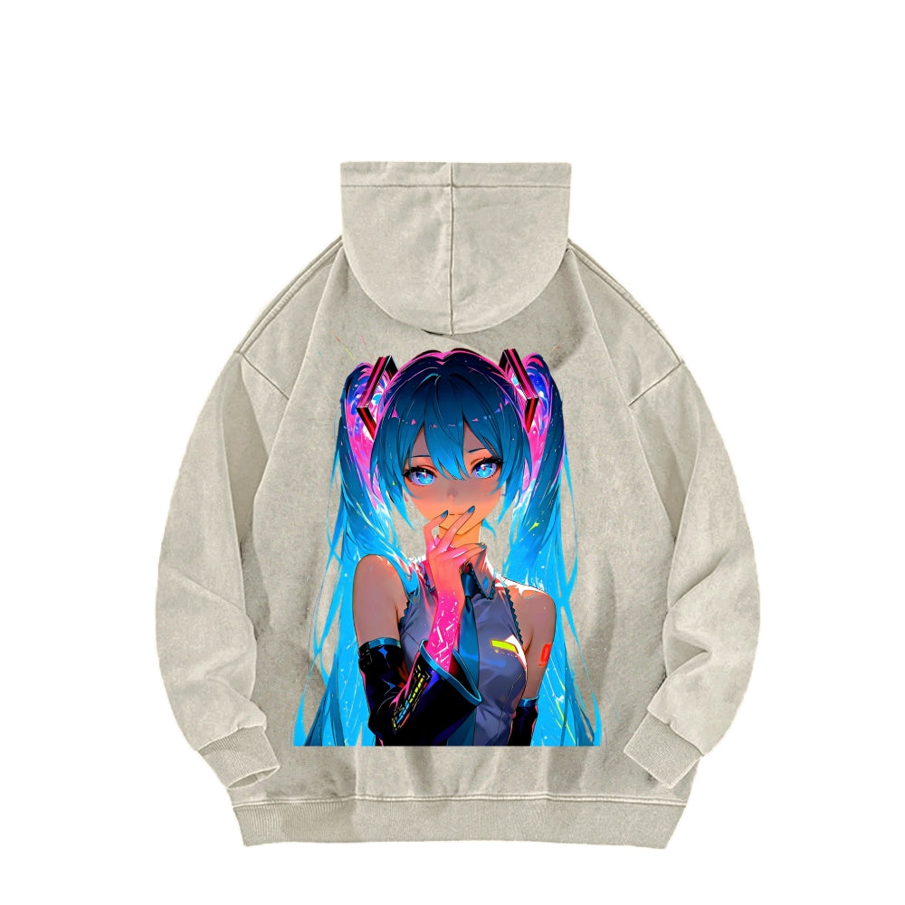 Hatsune Miku Unisex Washed Hoodie 2604011644