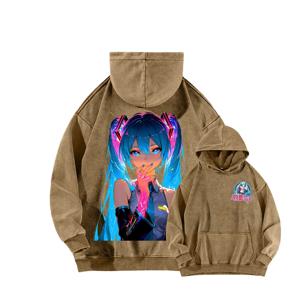 Hatsune Miku Unisex Washed Hoodie 2604011644