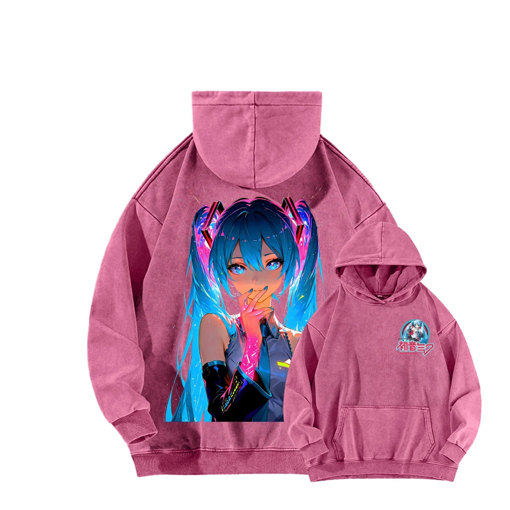 Hatsune Miku Unisex Washed Hoodie 2604011644