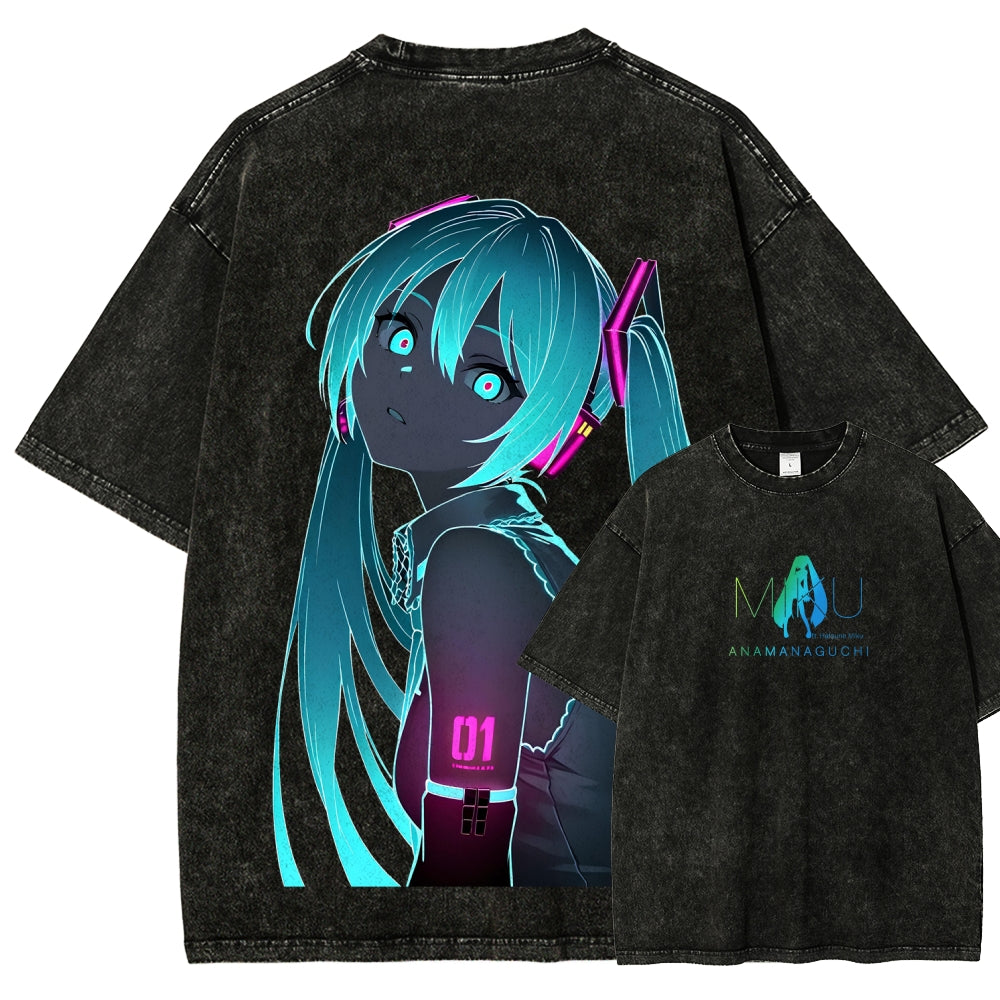 Hatsune Miku Unisex Fit Washed T-Shirt 2604014874