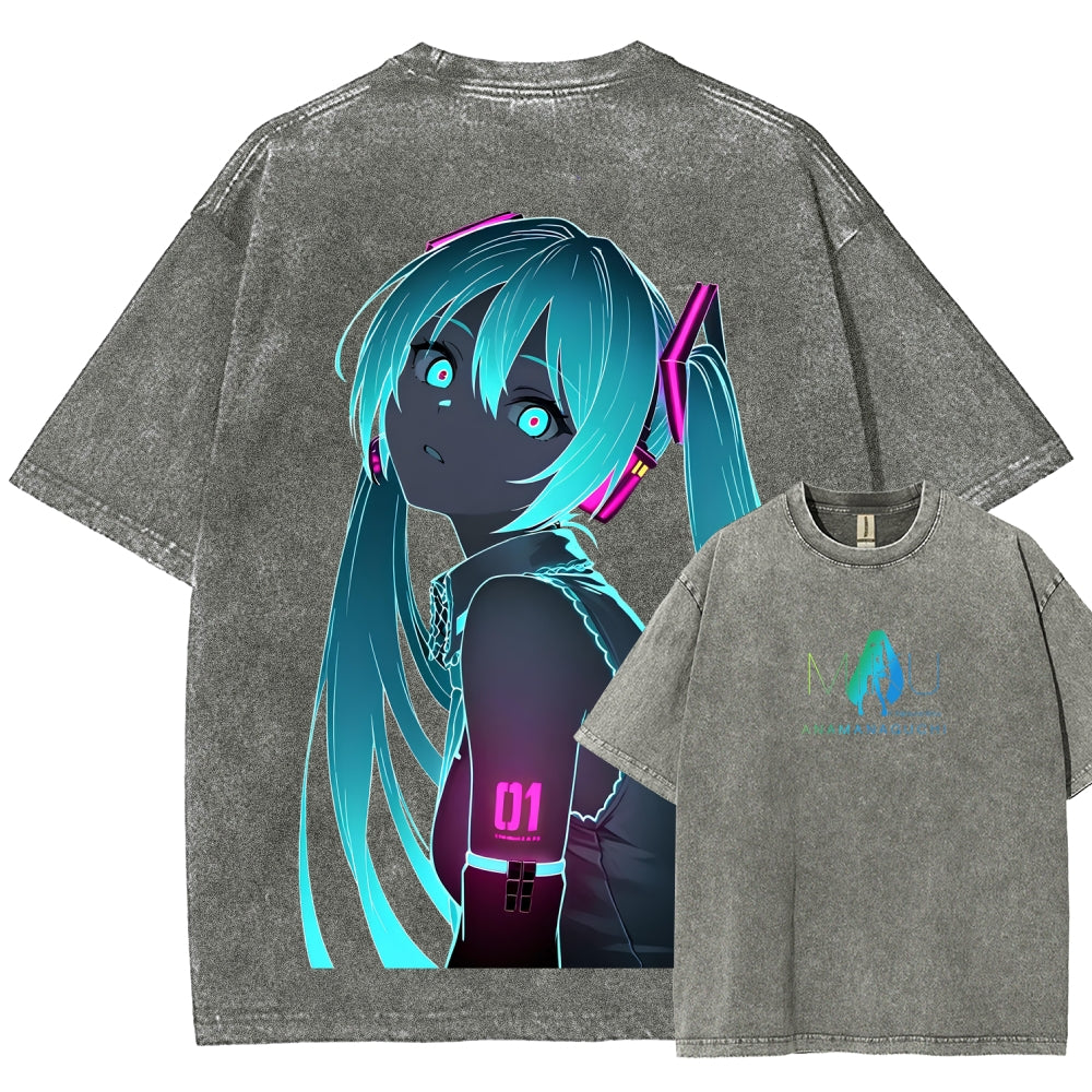 Hatsune Miku Unisex Fit Washed T-Shirt 2604014874