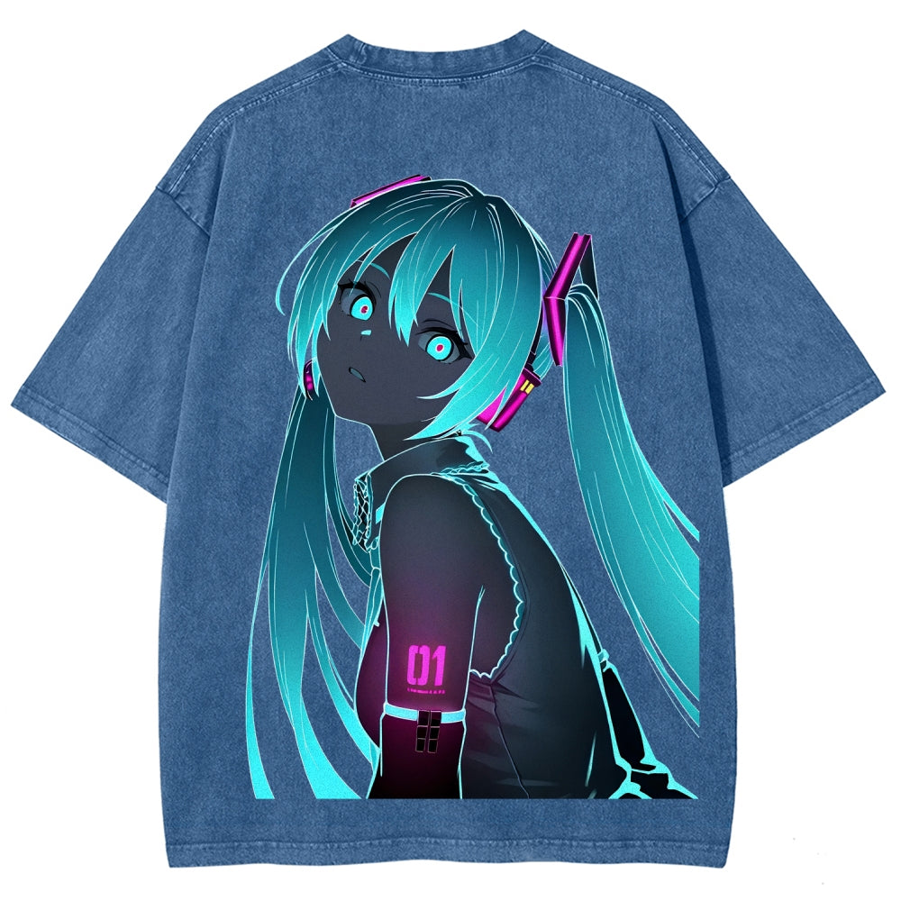Hatsune Miku Unisex Fit Washed T-Shirt 2604014874