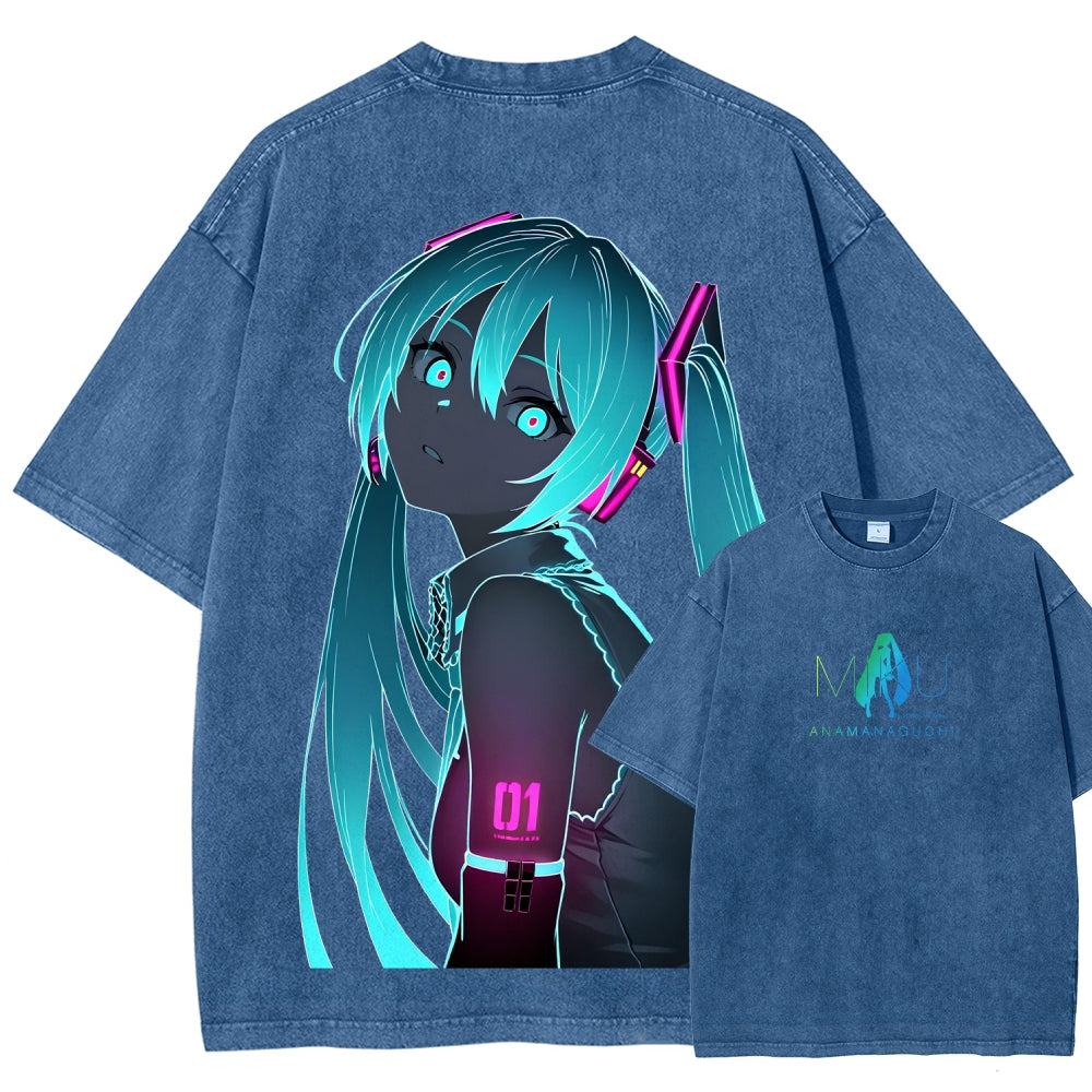 Hatsune Miku Unisex Fit Washed T-Shirt 2604014874