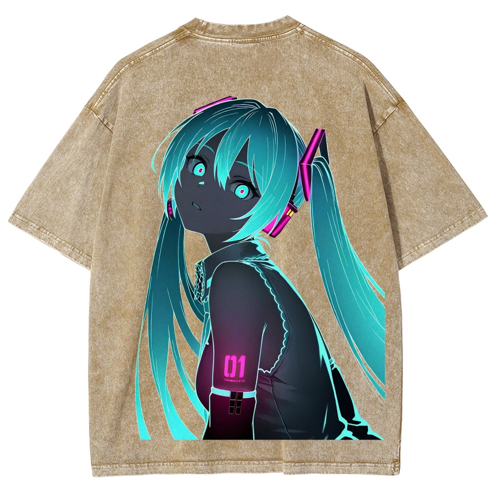 Hatsune Miku Unisex Fit Washed T-Shirt 2604014874