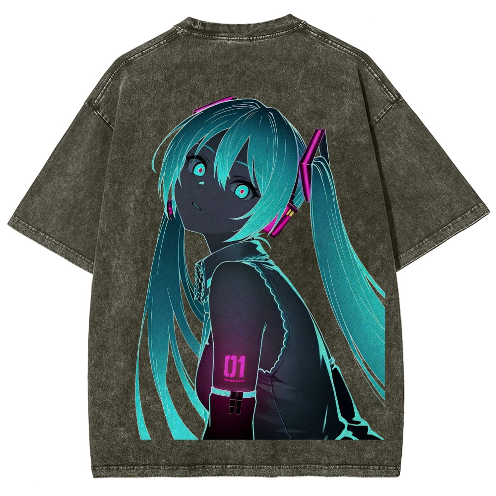 Hatsune Miku Unisex Fit Washed T-Shirt 2604014874