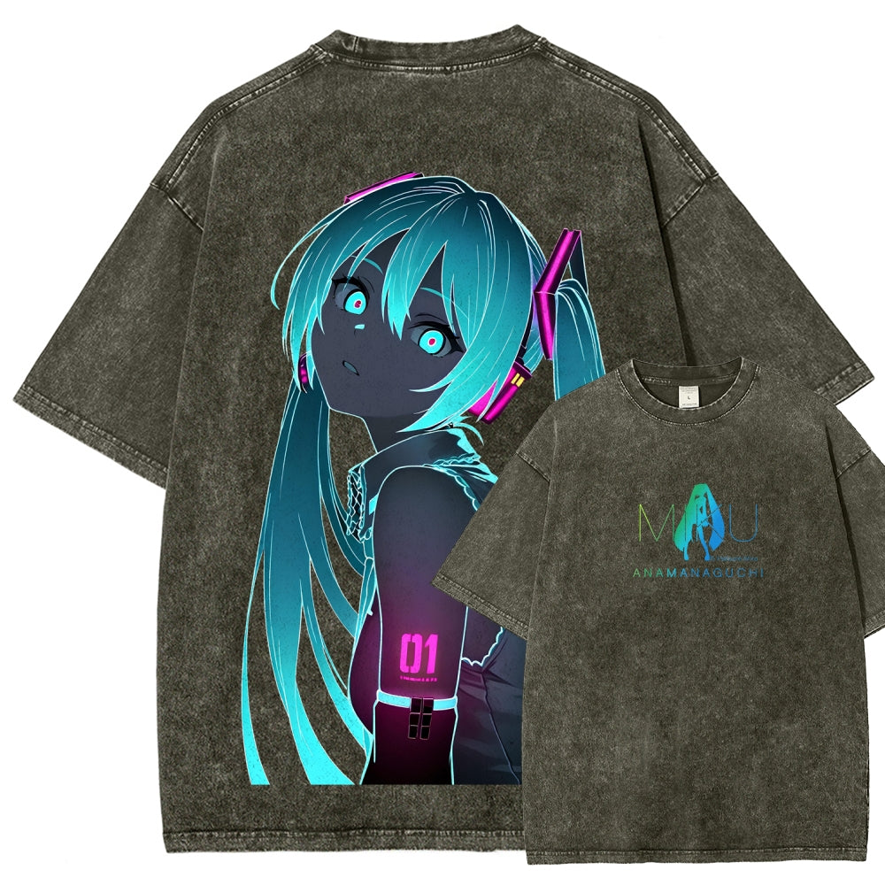 Hatsune Miku Unisex Fit Washed T-Shirt 2604014874