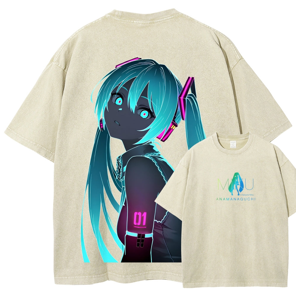Hatsune Miku Unisex Fit Washed T-Shirt 2604014874