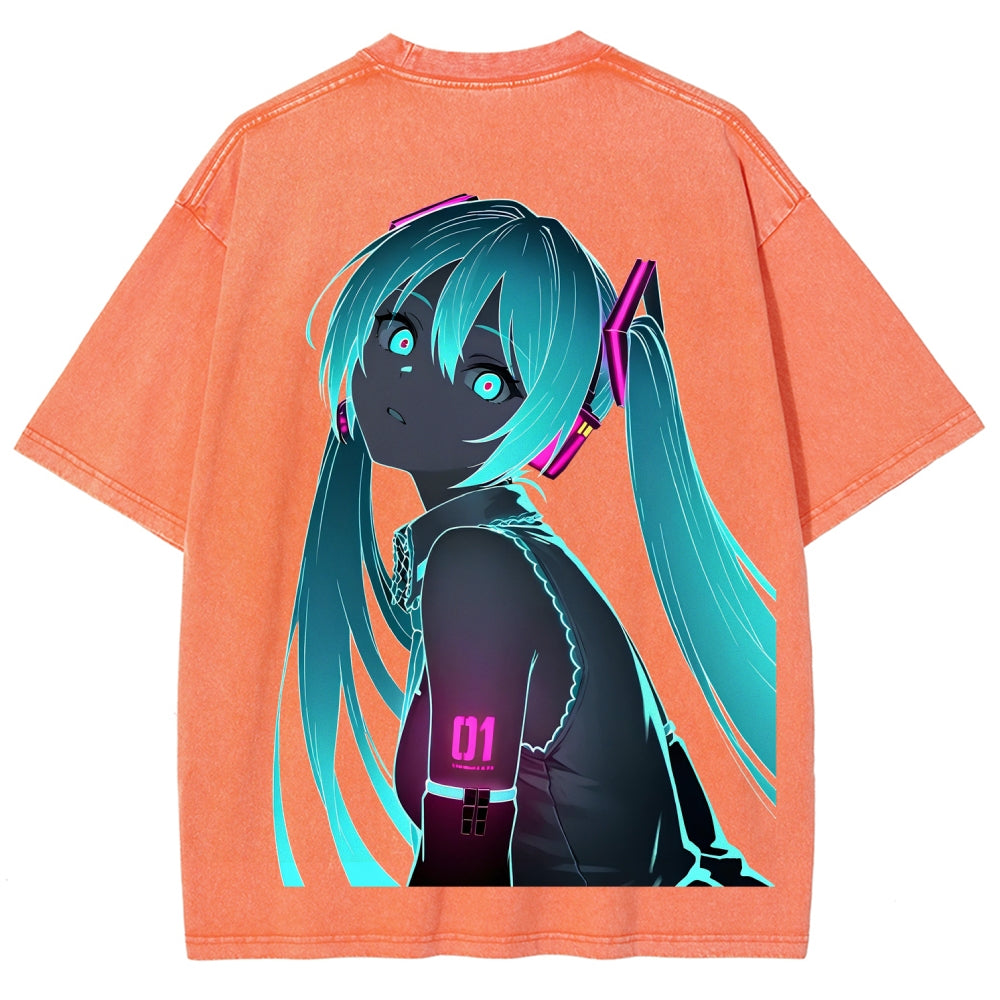 Hatsune Miku Unisex Fit Washed T-Shirt 2604014874