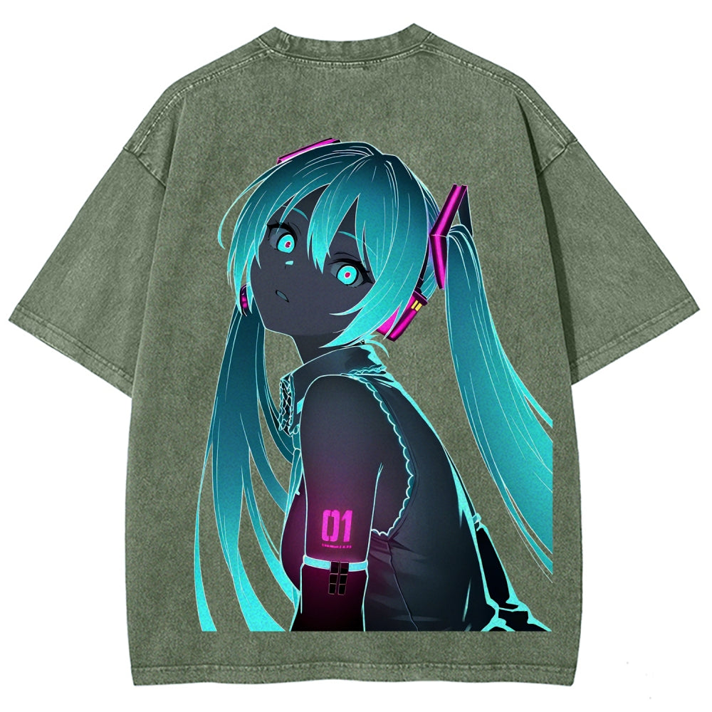 Hatsune Miku Unisex Fit Washed T-Shirt 2604014874