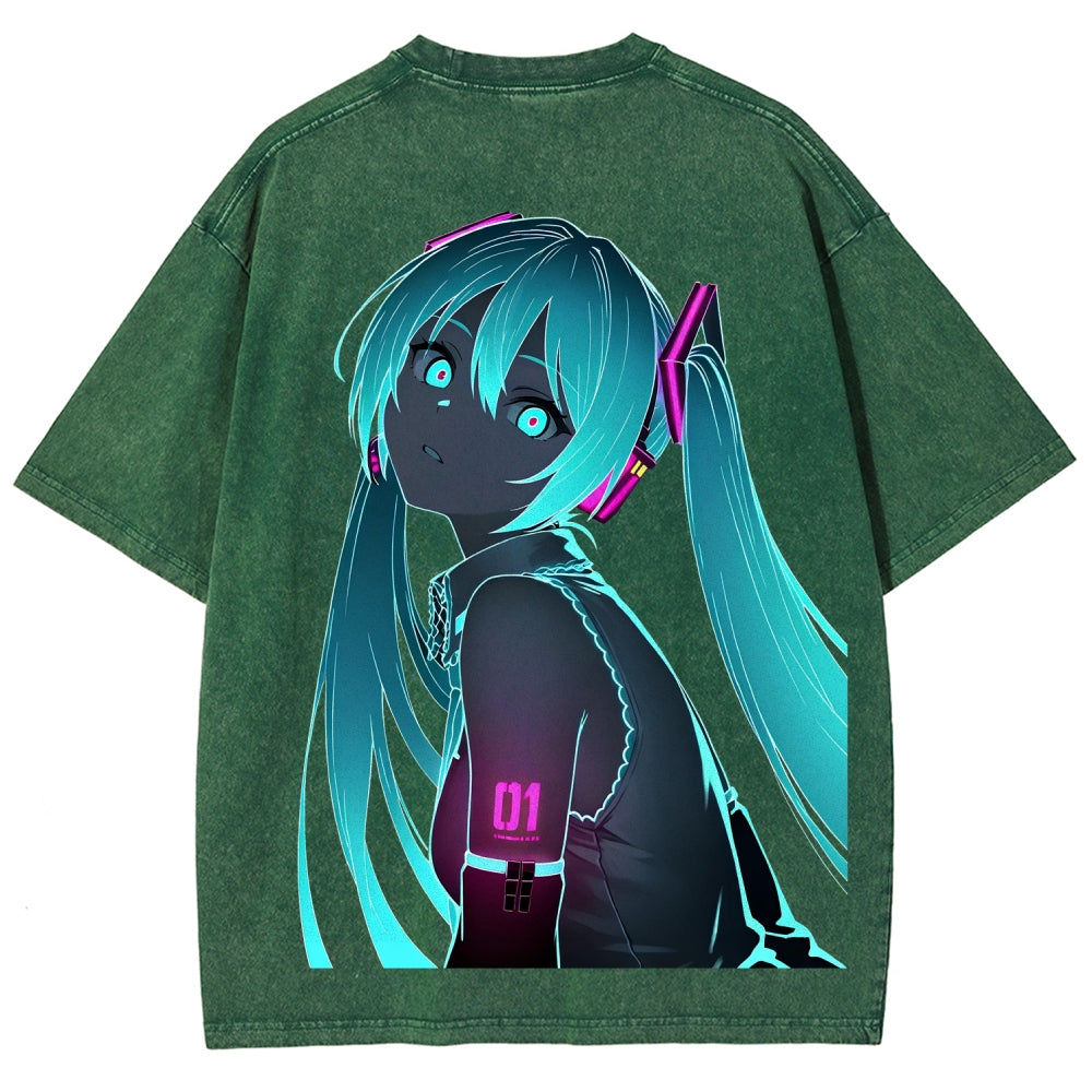 Hatsune Miku Unisex Fit Washed T-Shirt 2604014874